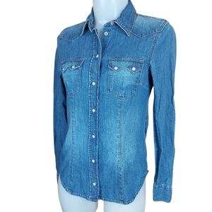 📣2/40$📣 H&M Cowboy western denim button-up jeans shirt size 4